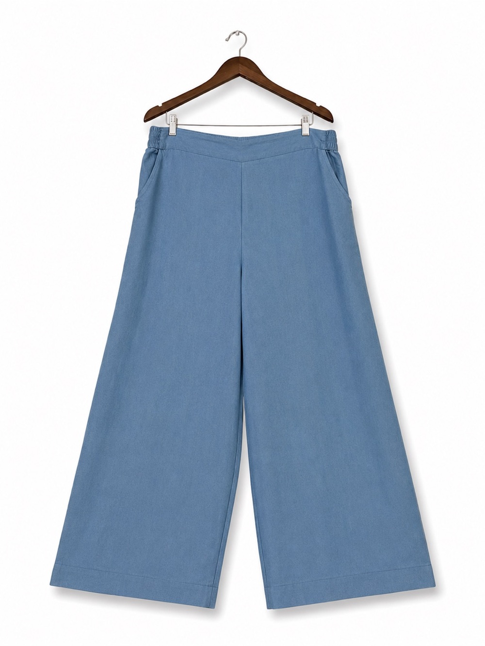 Jessica Simpson Chambray Wide Leg Pants XL Pull On Pockets Coastal Casual